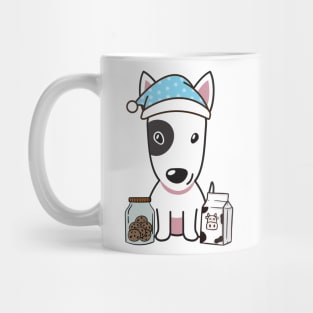 Funny bull terrier is having a midnight snack Mug